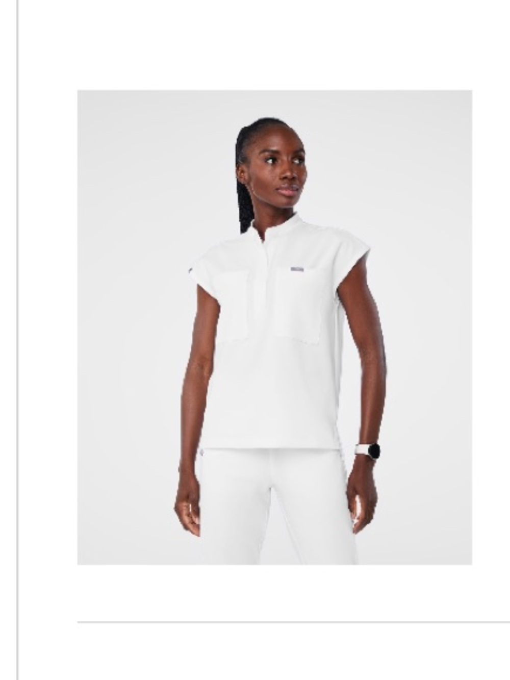 FIGS Women’s Optic White Payson Relaxed Henley Scrub Top